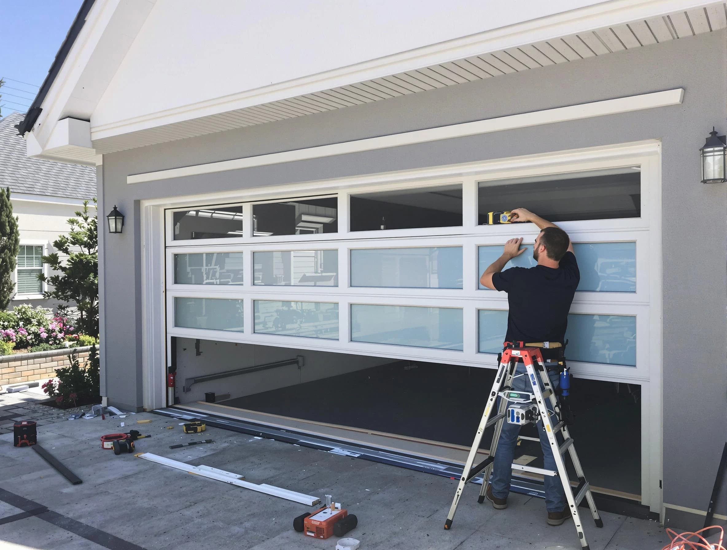 Westminster Garage Door Repair team performing garage door replacement in Westminster