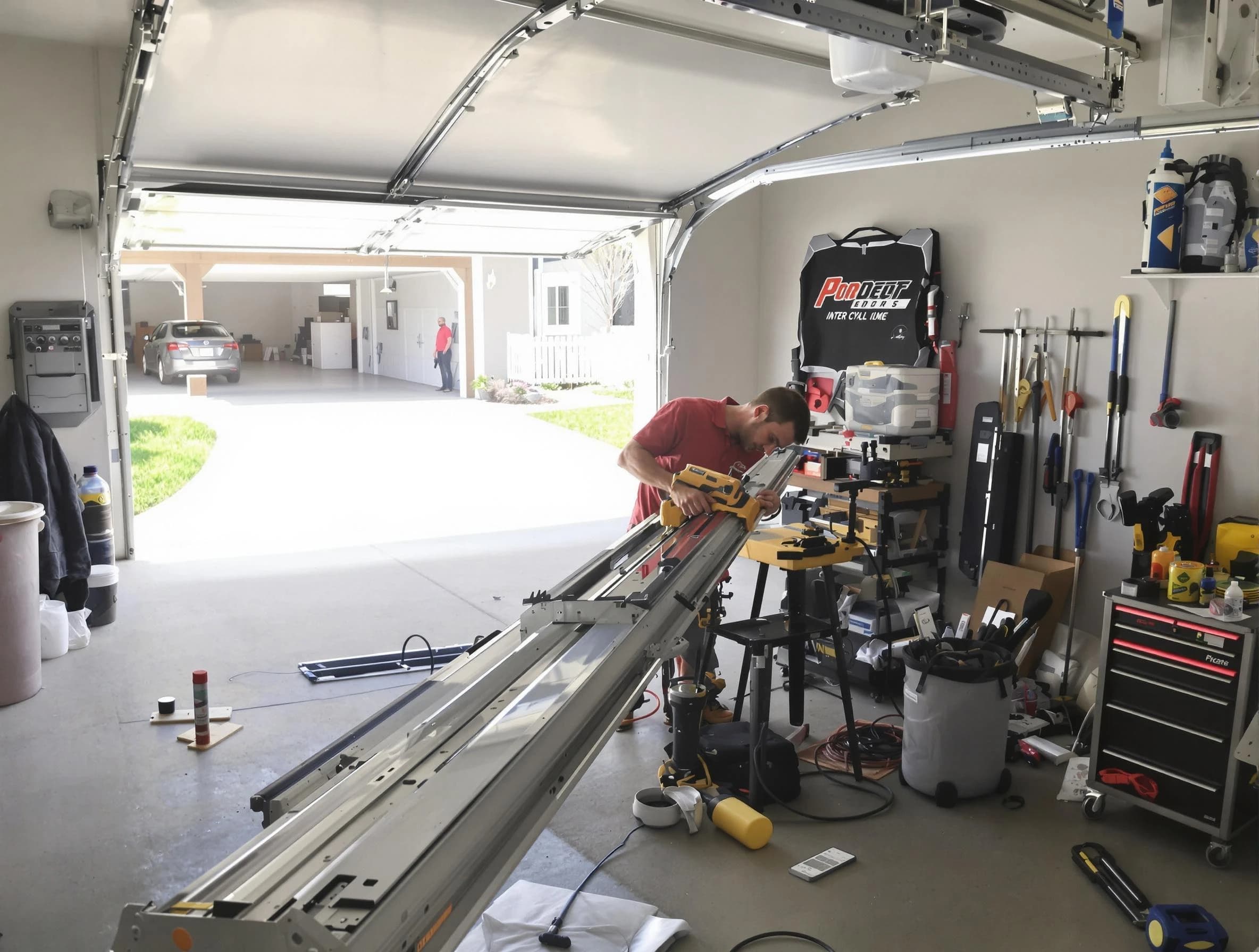Westminster Garage Door Repair expert performing track repair in Westminster