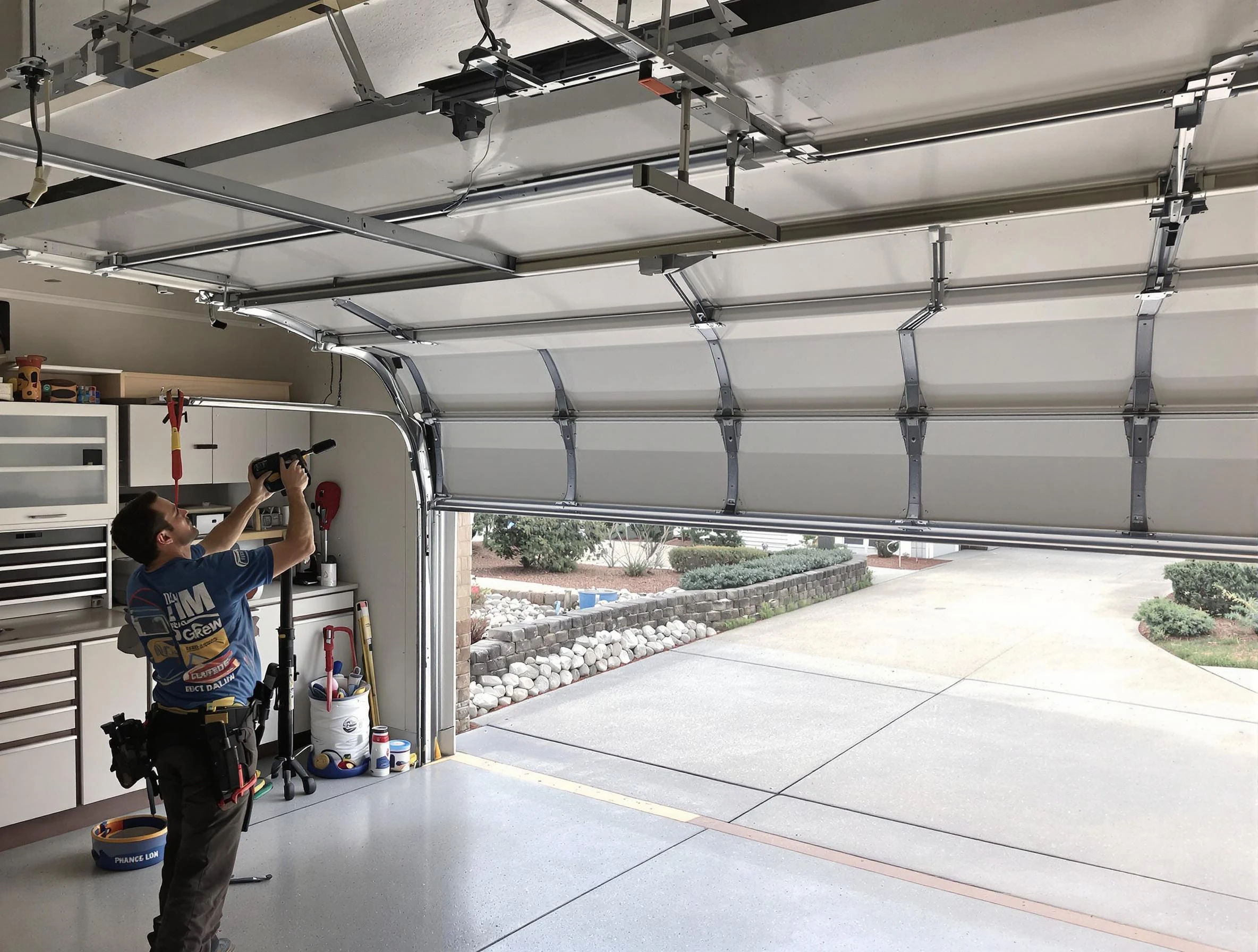 Garage door track repair service by Westminster Garage Door Repair in Westminster